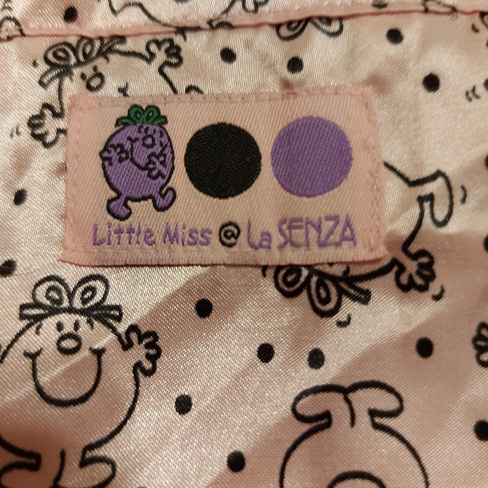 La SENZA Pink Satin Pajama Top with Black Trim and Cute Face Print - Picture 2 of 6